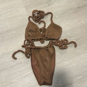 Aerie Brown Scrunch Bikini; Medium